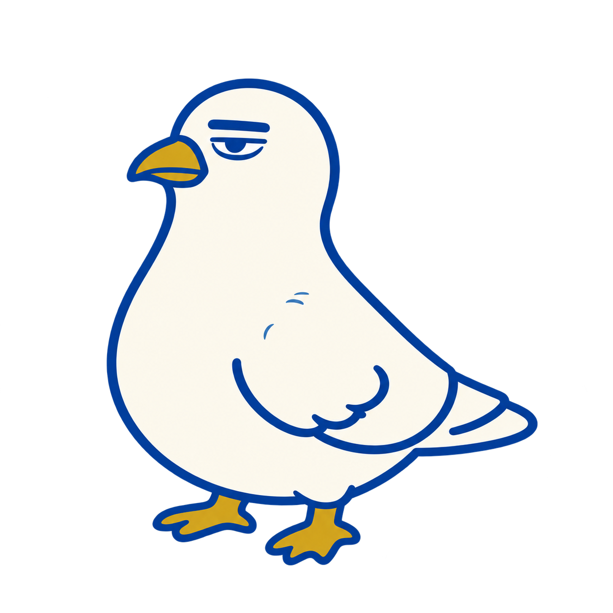 The Dime Store bird, facing left with a thoroughly unbothered expression.